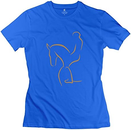 Funny Dressage Stick Figure Riding Horse Crew-Neck Woman's Tshirt RoyalBlue Size M