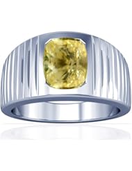 14K White Gold Cushion Cut Yellow Sapphire Solitaire Ring