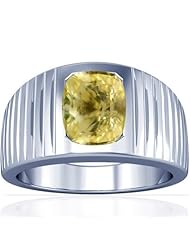 Platinum Cushion Cut Yellow Sapphire Solitaire Ring
