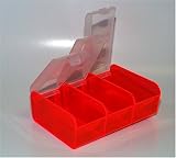 3-to-go Pill Box Organizer Color Transparent Red- Made in the USA