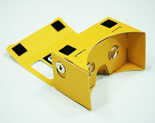LARGER VERSION - Google Cardboard @ 45mm Focal Length Virtual Reality Google Cardboard with Printed Instructions and Easy to Follow Numbered Tabs - Perfect fit for Samsung Galaxy Note 2/Note 3, Iphone Yellow