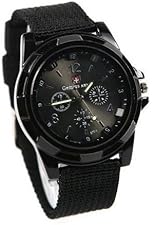 Cool Summer,black Color Military Army Pilot Fabric Strap Sports Men's Swiss Military Watch