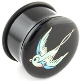 Single Acrylic Single Flared Logo Plug: 00g Sparrow Left