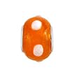 Pandora Style Charm Bead (Z276) Murano Style Lampwork Glass (14mm x 10mm) (fits Troll too) ~ Orange with White Dots