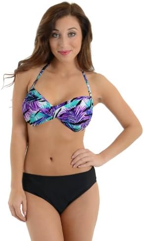 Caribbean Sand Women's 2 Piece Swimsit Set Palm Tree Print Bandeau Bikini Sizes: Small