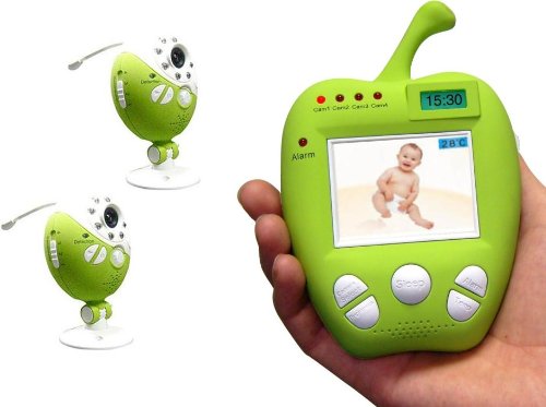 Digital Wireless Video Audio Baby Monitor with Auto Switching, Night Vision, Lullabies, Temperature, Motion Alarm and 2x Camera Set