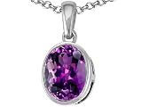 1.70 cts Genuine Oval Amethyst Pendant - 14kt White or Yellow Gold FREE GIFT BAG!