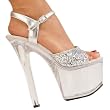 7 Inch Sexy High Heeled Shoes Womens Platform Sandal Shoes Evening Shoes Silver Glitter