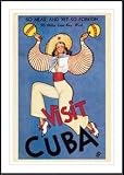 Visit Cuba by Vintage 38.00X56.00 Framed with Black Metal Frame