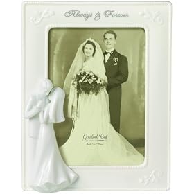 Grasslands Road To Have and Hold Always and Forver Bride and Groom White Porcelain Frame 5" x 7"