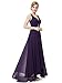 Ever-Pretty Double V-Neck Rhinestones Ruched Bust Hi-Lo Evening Party Dress 09983