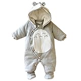【SEBLES】ベビー服 カバーオール あったか かわいい フード なりきり アニマル キャラクター 新生児 靴下(66cm,グレーのチンチラ)