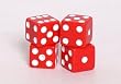 Koplow Set of 4 Loaded Dice Shapes, Opaque Red with White pips