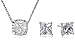 Sterling Silver Cubic Zirconia Cushion Cut Pendant Necklace and Earrings Set