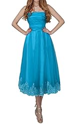 Strapless Natural   Waistline Tulle Tea Length Lace Homecoming Dress/Party Dress 