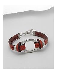Orange Leather Bracelet In White Base