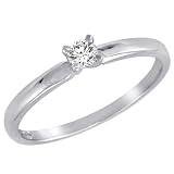 Round Diamond Solitaire Ring in 14K White Gold - Size 7