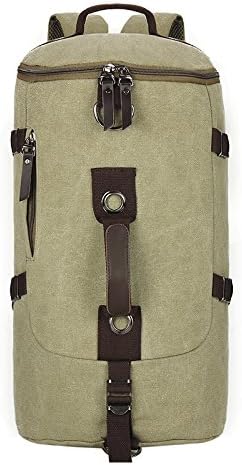 Vere Gloria Unisex Canvas Mountaineering Hiking Travel Bucket Backpack Multifunctional (Light Army Green)