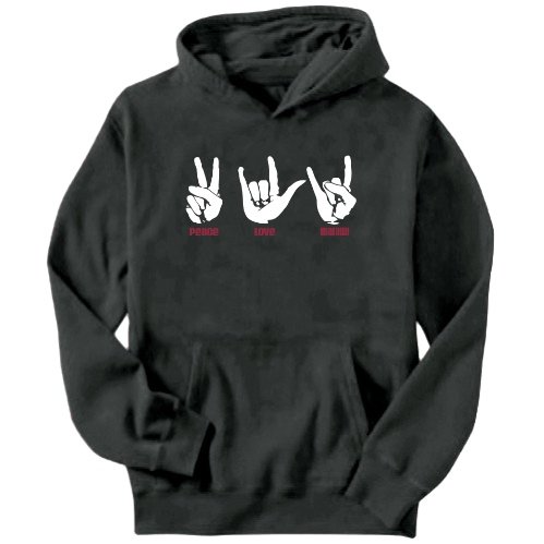 Peace Love Malawi - Hand Signs Countries Mens Hoodie (Dark Silver, Size Large)