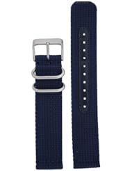 Nylon Watch Band Military Sport Strap Blue Stainless Heavy Buckle 22 millimeter
