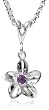 Sterling Silver Flower Pendant w/ Amethyst by Zina, 18"
