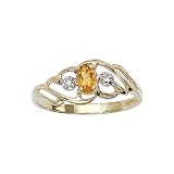 10K Yellow/White Gold 0.01 ct. Diamond and 5 x 3 MM Oval Shaped Citrine Ring