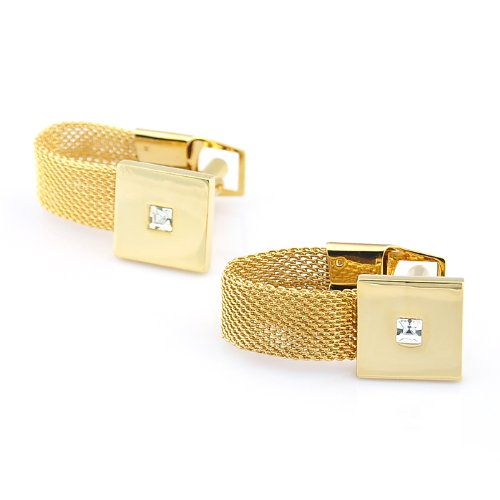 Sirius Jewelry Men's Stylish Square Gold Chain Cufflinks