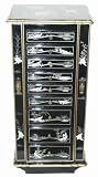 Fine Quality Luxury Gift for Her - 38" Black Lacquer Oriental Jewelry Armoire - w/ MOP Ladies