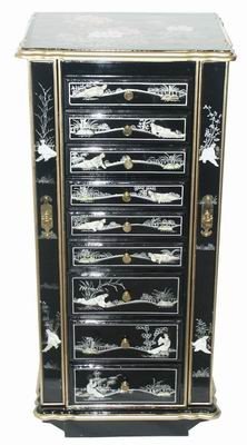 Chinese Birds and Flowers Jewelry Armoire