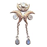 Sterling Silver Triple Moon Goddess Rainbow Moonstone Pendant