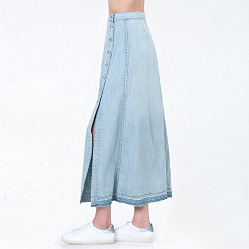 City In Left Woman's Long Light Blue Denim Skirt