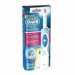Oral-B Vitality Floss Action Rechargeable Power Toothbrush, Blue and White Oral-B Vitality Floss Action Rechargeable Power Toothbrush, Blue and White