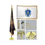 Massachusetts 4ft x 6ft Flag telescoping Flagpole Base and Tassel