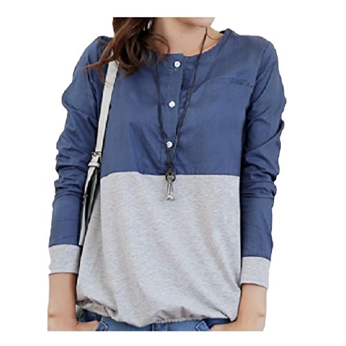 ナナコレクション Nana_Collection 2015 秋 バイカラーシャツ ツートン ラウンド ヘンリーネック ロンT シャツ トップス デザイン シンプル 大人 カジュアル 女性 Tシャツ カットソー