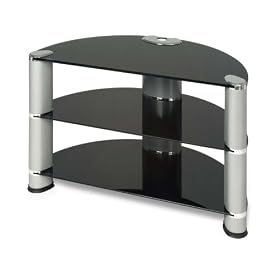 Avatar PTV4  - LCD & Plasma Glass TV Stand to 32"  - Black Glass With Silver Legs