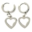 Stainless Surgical Steel Hoop Huggie Heart Earrings 316L by Bucasi Stainless Surgical Steel Hoop Huggie Heart Earrings 316L by Bucasi