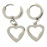 Stainless Surgical Steel Hoop Huggie Heart Earrings 316L by Bucasi