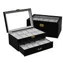 Watch Box Holds 20 Watches See Thru Top Black Color