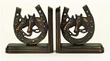 IMAGE OF Metal horse shoe, book-ends - pair