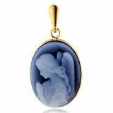 14k Yellow Gold Circle Angel Cameo Pendant