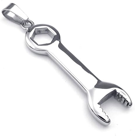 Tough James 316L Stainless Steel Titanium Silver Spanner Necklace Pendant