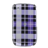 Purple Plaid Check Snap on Hard Skin Cover Case for Blackberry Curve 8520 8530 + Belt Clip