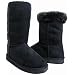 Black Furry Winter Boots Vegan Fleece Women