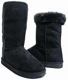 Black Furry Winter Boots Vegan Fleece Women