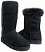 Black Furry Winter Boots Vegan Fleece Women