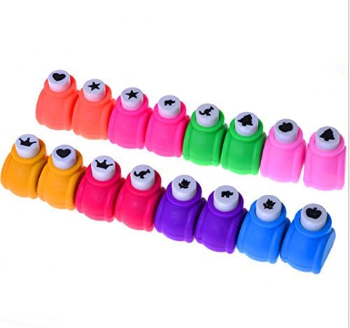 CnHonorable 16PC Mini children Kids creative DIY Handmade Hole Puncher for Festival Papers and Greeting Card seal educational stationery Gifts Toys Paper Craft Punch Card Scrapbooking Engraving