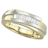 14K White Gold Round Diamond Color Men's Wedding Ring