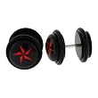 Black Acrylic Faux Plug - Nautical Red Star Logo - 16g Stud Wire - 00g Fake Plug - Sold as a Pair