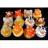 One Dozen Safari/zoo Theme Animal Rubber Duck Ducky Duckie - Elephant, Tiger, Lion Zebra, Mionkey, Zoo Keeper