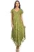 Sakkas 15802 - Lila Freckled Dyed Cap Sleeve Scoopneck Long Caftan Dress / Cover Up - Green - OS